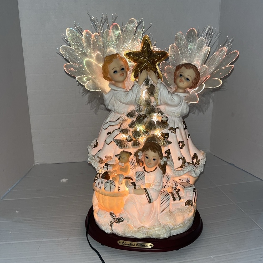 VTG-2003 ELCO fiber optic cupids angels, Christmas lighted decorative figurine
